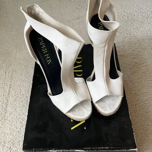 White T-Strap Heels